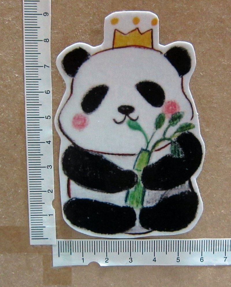 手绘插画风格 完全 防水贴纸 熊猫 猫熊 坐姿吃竹叶 - 贴纸 - 防水材质 白色