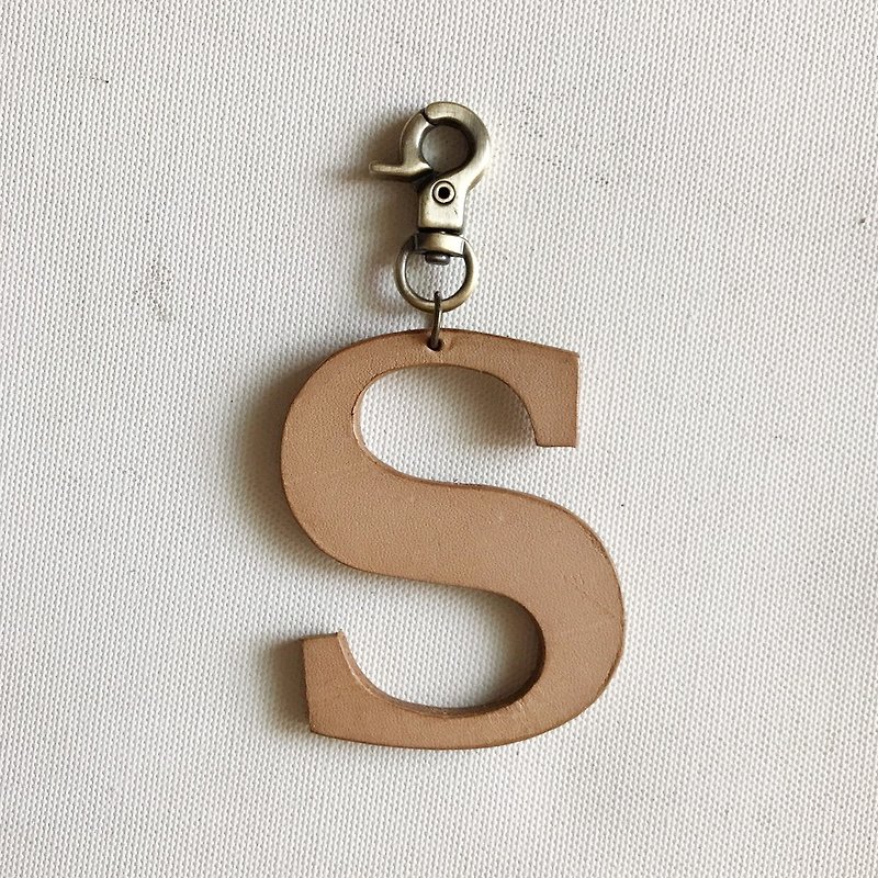 字母皮革吊饰 - 钥匙链/钥匙包 - 纸 橘色