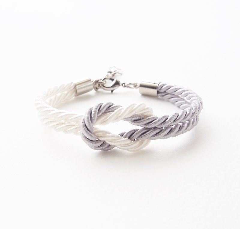 Light grayand white knot rope bracelet - 手链/手环 - 其他材质 灰色