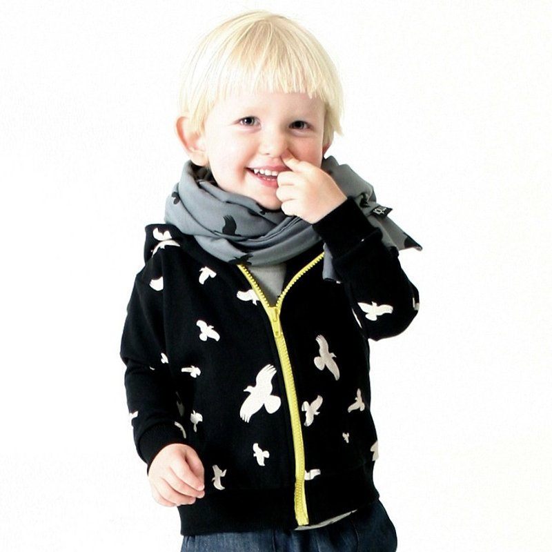 【北欧童装】冰岛有机棉内铺棉保暖外套 12M至18M 黑/黄色 - 童装外套 - 棉．麻 黑色
