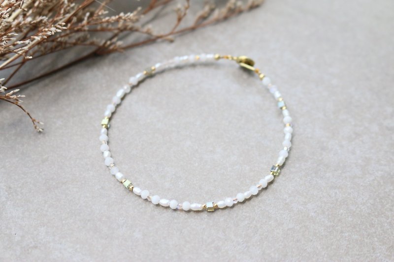 珍珠 月光石 水晶 手链 0607-北极星 - 手链/手环 - 宝石 白色