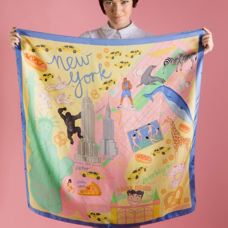 纽约城市主题丝巾/ 方巾 | Karen Mabon - 丝巾 - 丝．绢 多色