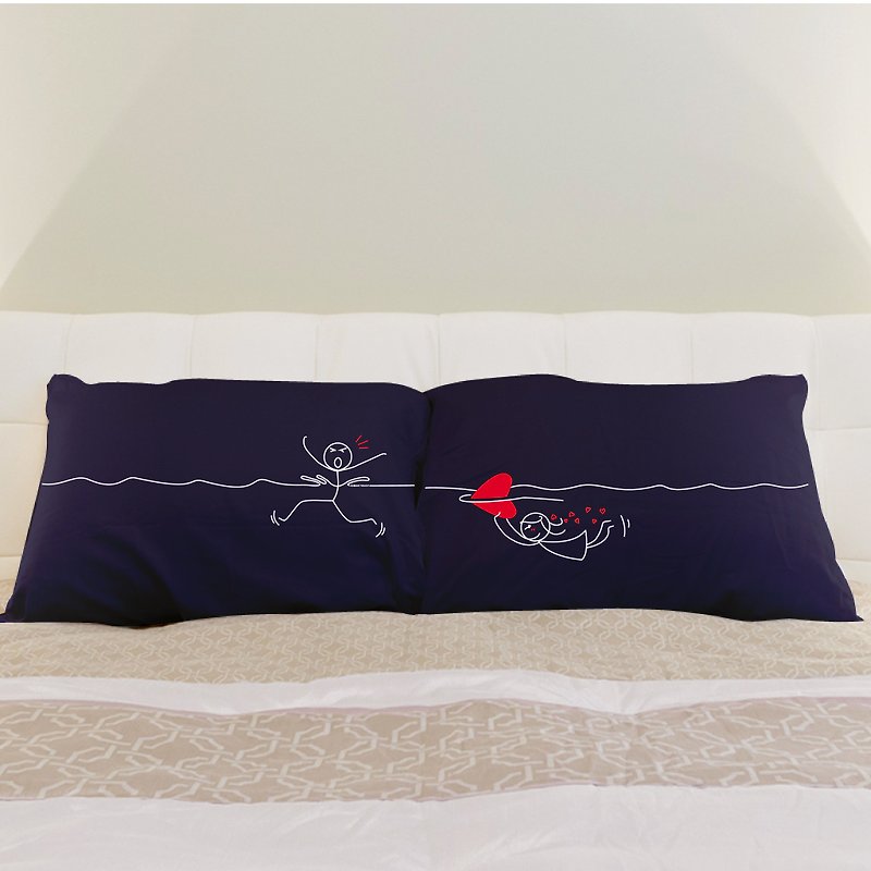 "Shark Attack' Boy Meets Girl couple pillowcase by Humantouch - 枕头/抱枕 - 其他材质 蓝色