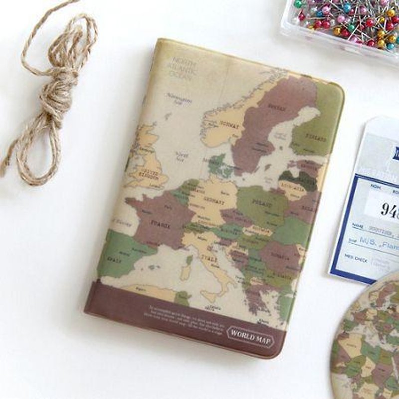 Indigo-世界地图护照套v1-复古,IDG02787 - 护照夹/护照套 - 塑料 咖啡色