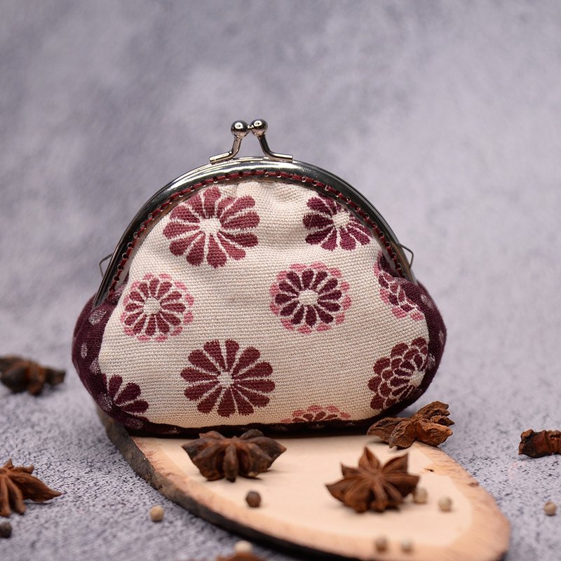 【仅有一个】日式花卉 口金包零钱包 - 零钱包 - 其他材质 紫色