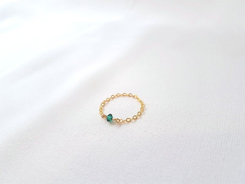 小水晶 链戒 (祖母绿) - 戒指 - 水晶 绿色