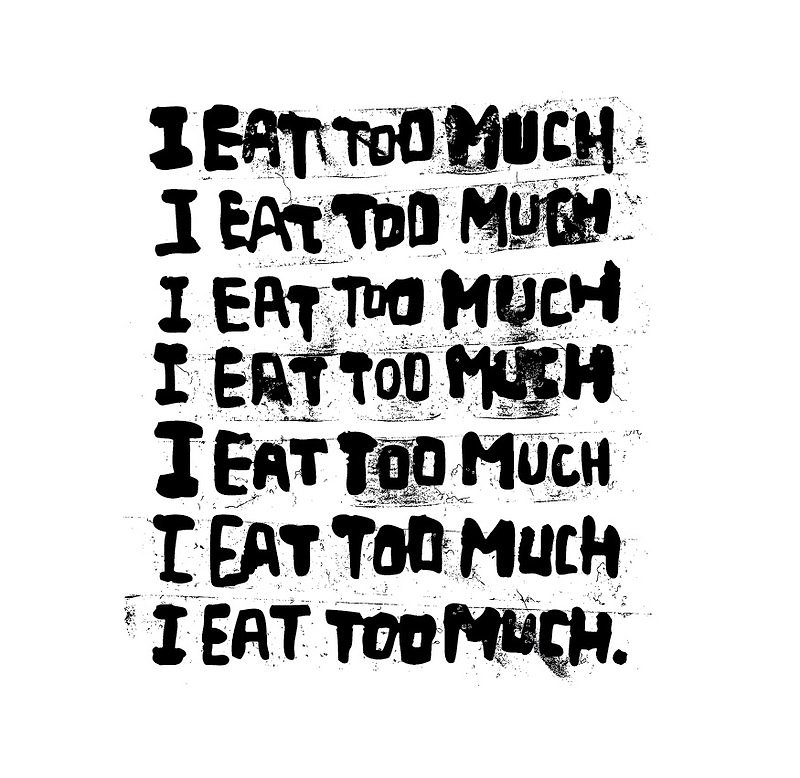 | I EatT TOo MuCh II | - 女装 T 恤 - 棉．麻 白色