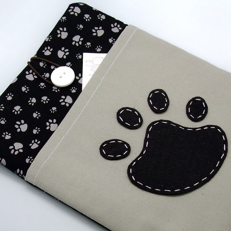iPad Mini Cover/Case自家制平板电脑袋，布套 ，布包 (可号量身订制) - 小熊的足印 - 平板/电脑保护壳 - 棉．麻 黑色