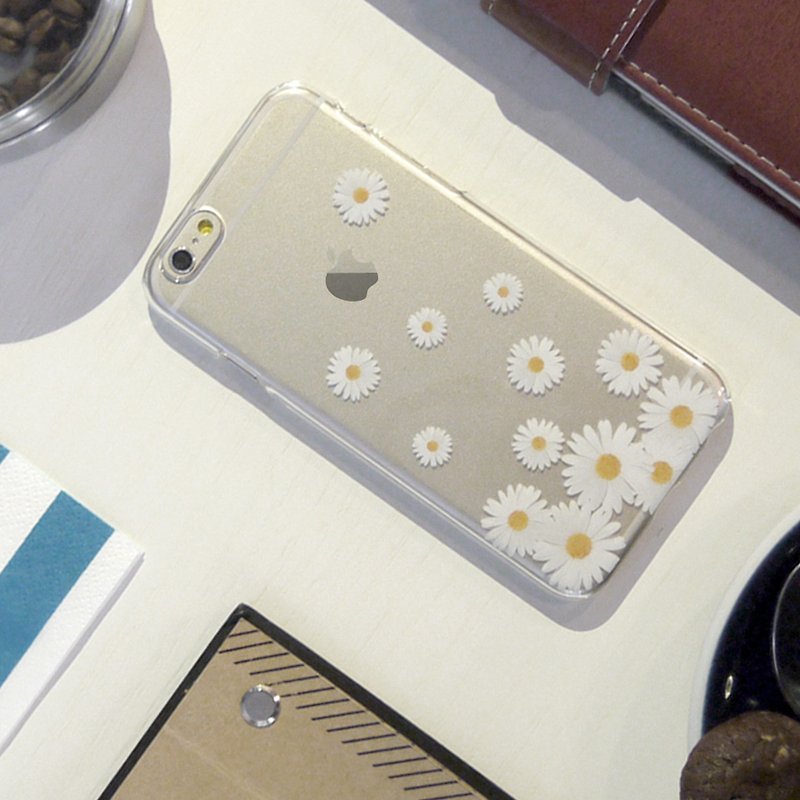 香港原创设计 白色菊花图案 iPhone / Samsung 透明手机壳 - 手机壳/手机套 - 塑料 透明