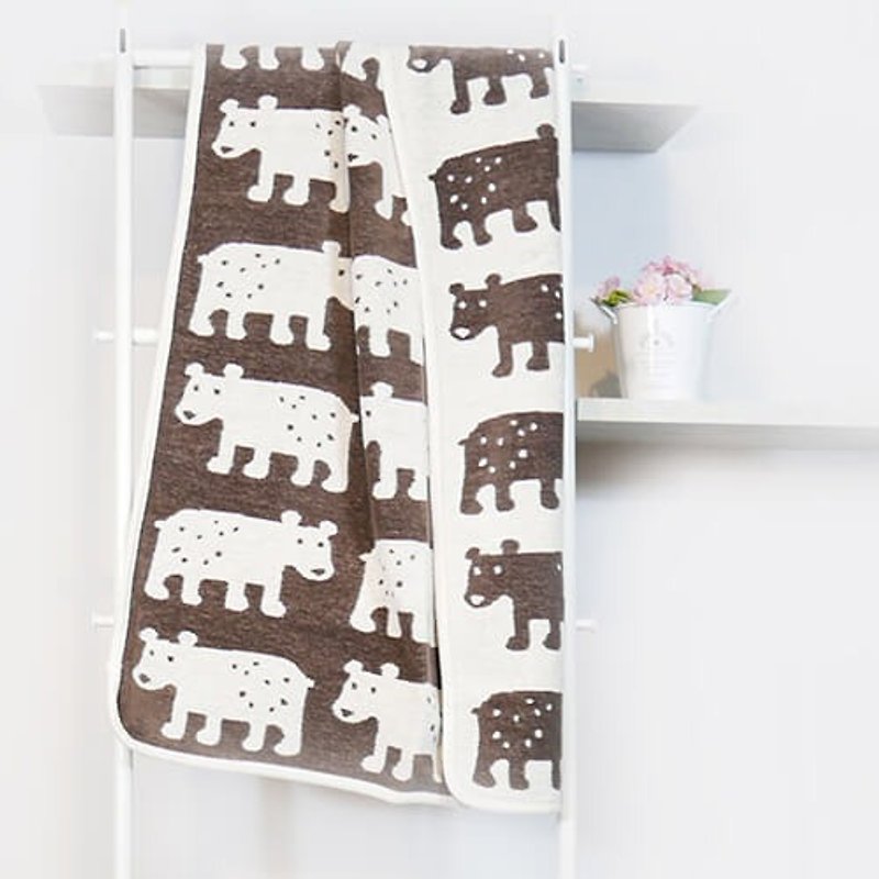 保暖毯子/宝宝毯 瑞典Klippan 有机棉毯--熊熊(咖啡) - 被子/毛毯 - 棉．麻 咖啡色