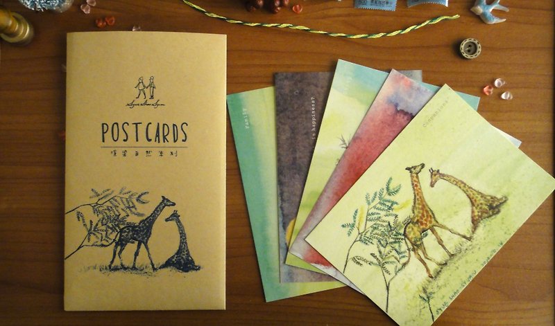 ┇渲染 自然 明信片/卡片套组┇企鹅，长颈鹿，鼠鼠，海豚，月亮 - 卡片/明信片 - 纸 多色