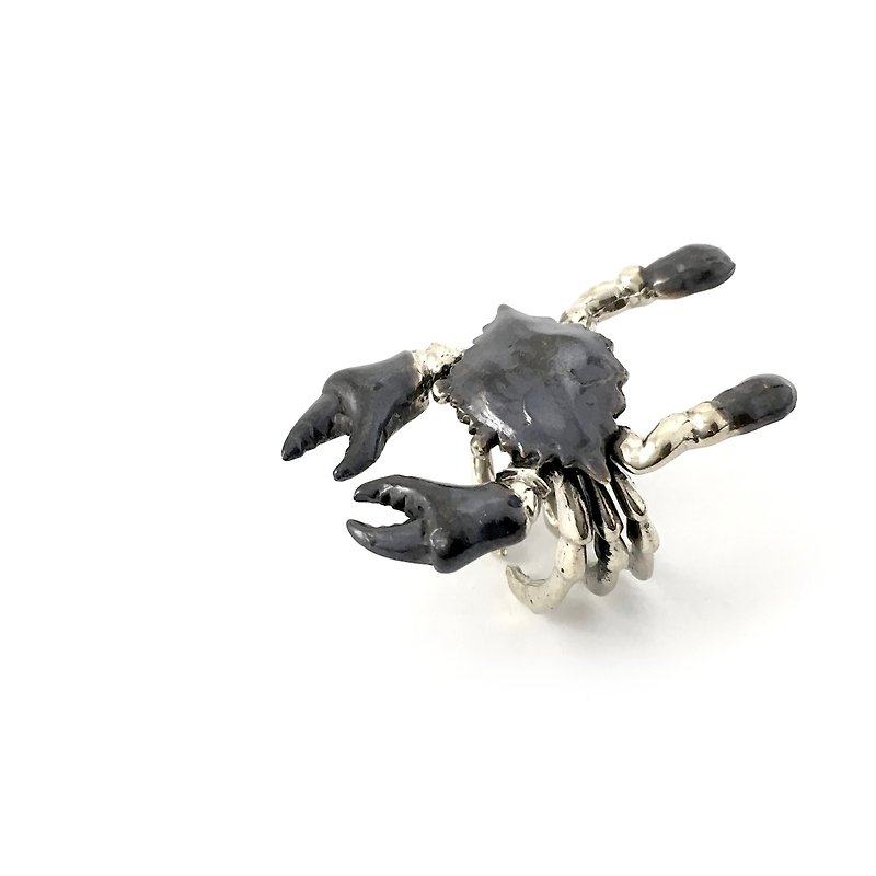 Zodiac Crab ring is for Cancer in white bronze and oxidized antique color ,Rocker jewelry ,Skull jewelry,Biker jewelry - 戒指 - 其他金属 