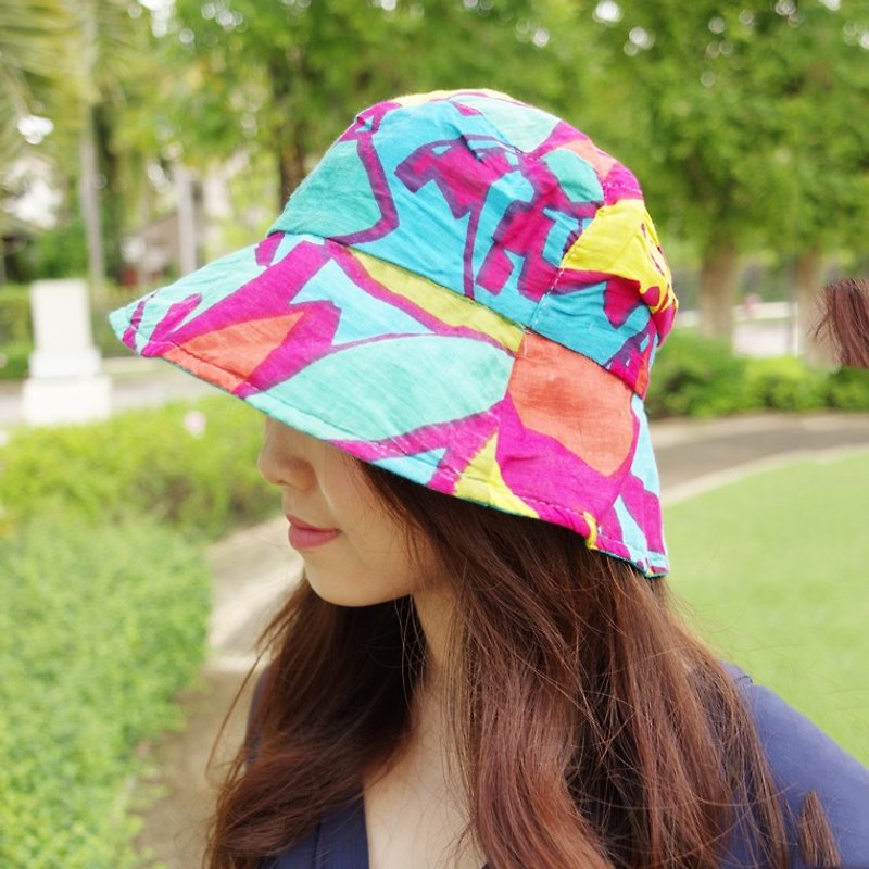 Boho Chic Style 渔夫帽-质朴花卉 - 帽子 - 棉．麻 红色