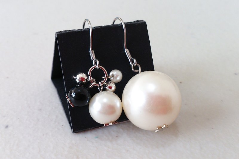 大珠小珠落玉盘耳环 - 耳环/耳夹 - 其他材质 白色