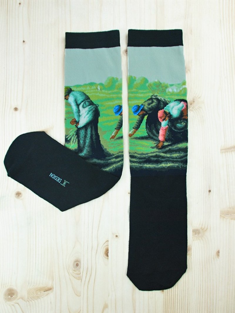 JHJ Design 加拿大品牌 高彩度针织棉袜 名画系列 - 拾穗袜子(针织棉袜) 弗朗索瓦·米勒 - 袜子 - 其他材质 