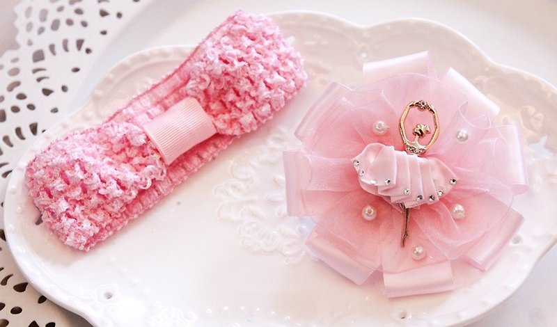 粉红芭蕾女孩纱纱 宝宝发带 - 围嘴/口水巾 - 其他材质 粉红色