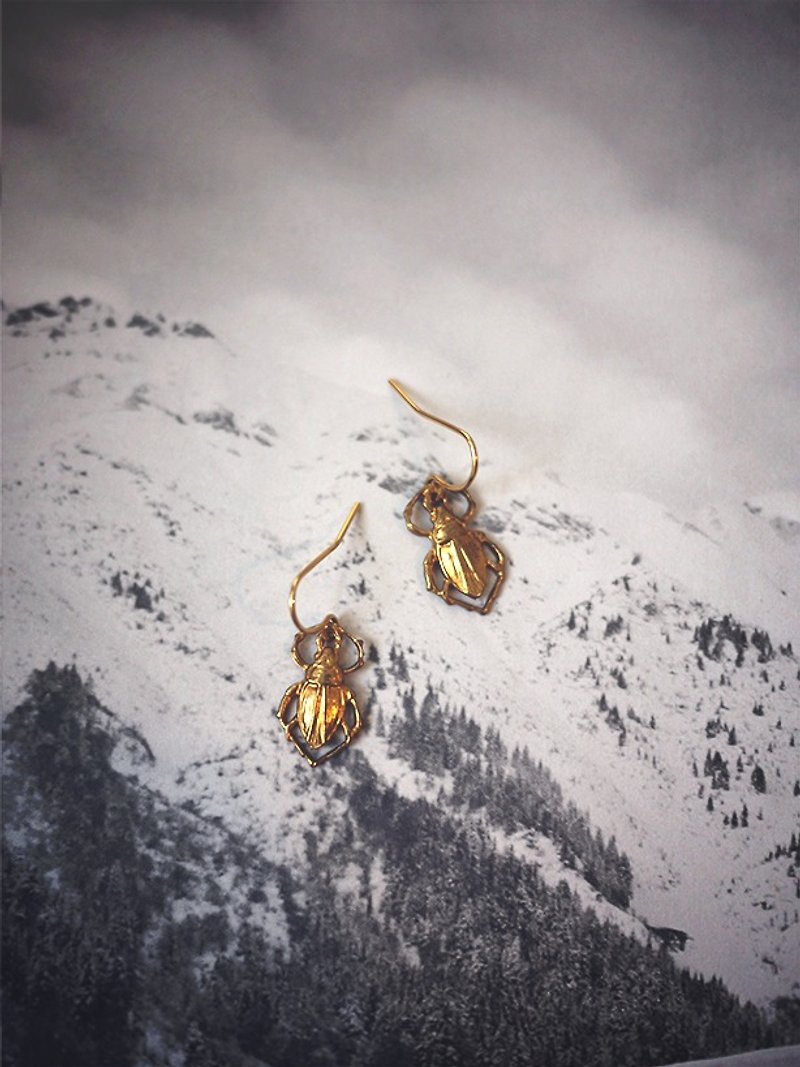 MUFFëL ◊玩味◊ 怀旧系列 - 铜制甲虫Ladybug 耳环 - 耳环/耳夹 - 其他金属 咖啡色