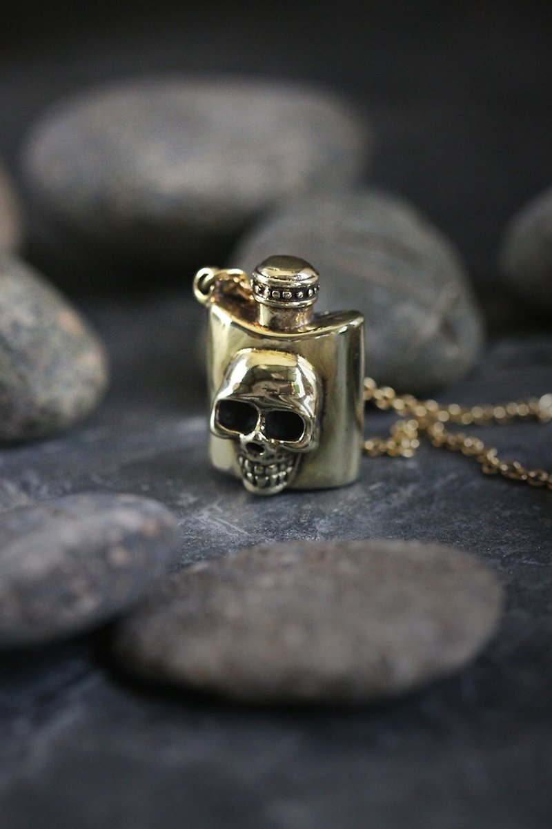 Whisky Skull Bottle Charm Necklace by Defy - Jewelry Accessories - 项链 - 其他金属 