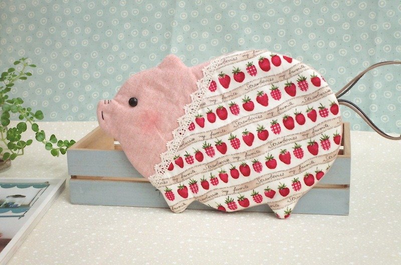猪造型小包 - 零钱包 - 棉．麻 粉红色