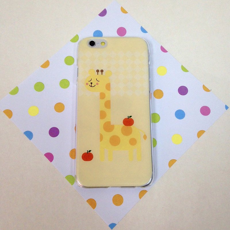 香港原创设计 黄色长颈鹿与柳橙 iPhone X,  iPhone 8,  iPhone 8 Plus,  iPhone 7, iPhone 7 Plus, iphone 6/6S , iphone 6/6S PLUS, Samsung Galaxy Note 7 透明手机壳 - 手机壳/手机套 - 塑料 黄色