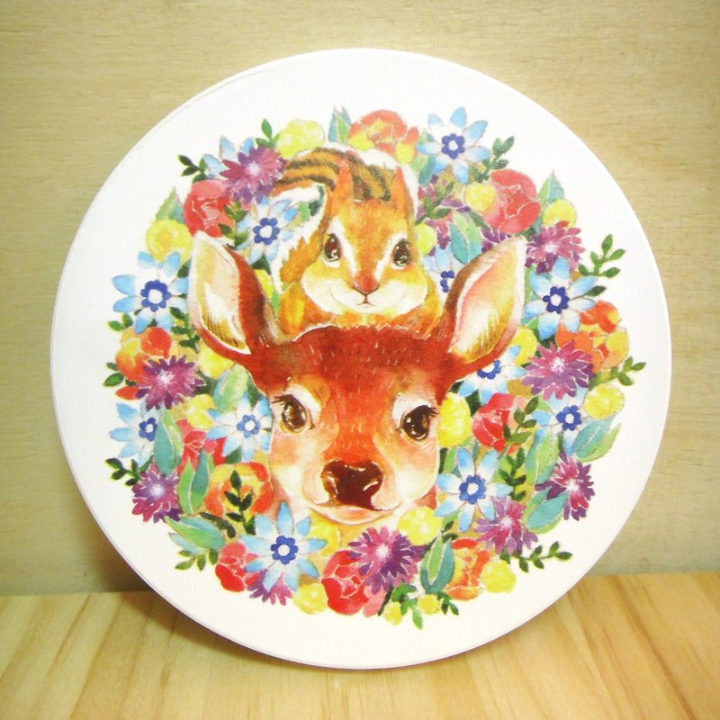 台湾莺歌陶磁吸水杯垫-趴趴松鼠&小鹿款 - 杯垫 - 其他材质 多色