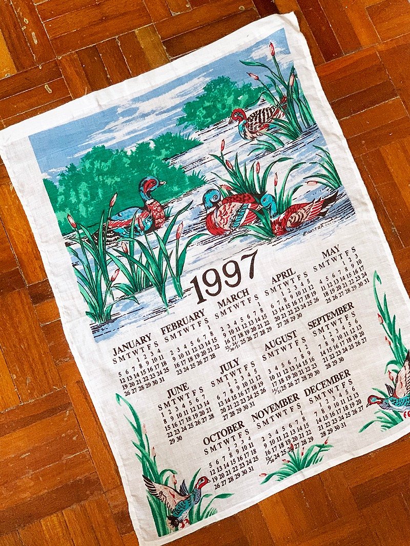 1997 美国早期布面月历 duck - 其他 - 棉．麻 绿色
