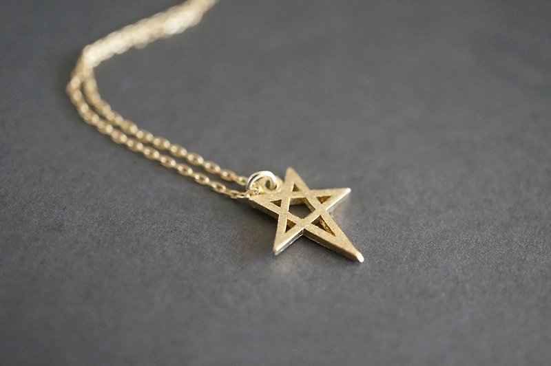 【14KGF】Necklace,16KGP Mat Gold Star - 项链 - 其他金属 金色