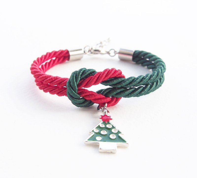 Christmas collection: red / green knot bracelet. - 手链/手环 - 其他材质 绿色