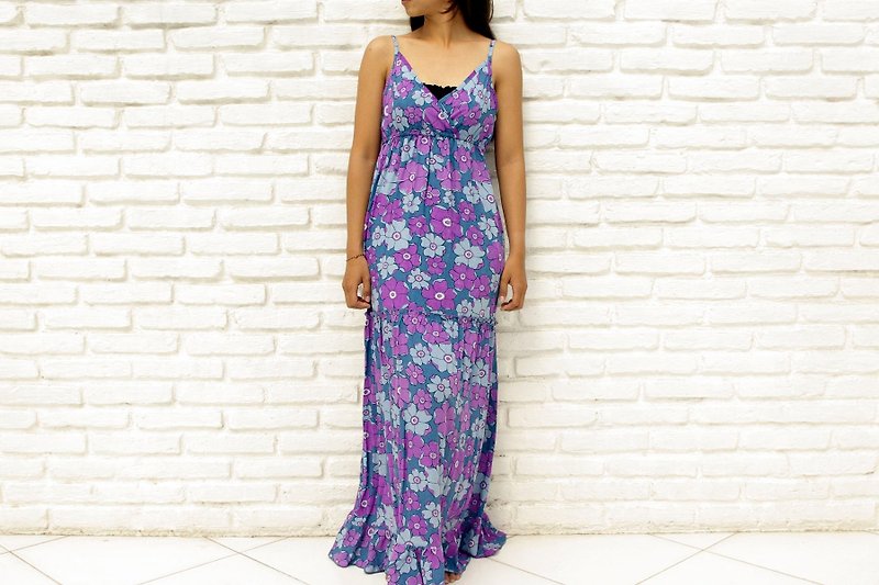 サマーフラワーガーデンドレス＜パープル＞ - 洋装/连衣裙 - 其他材质 紫色