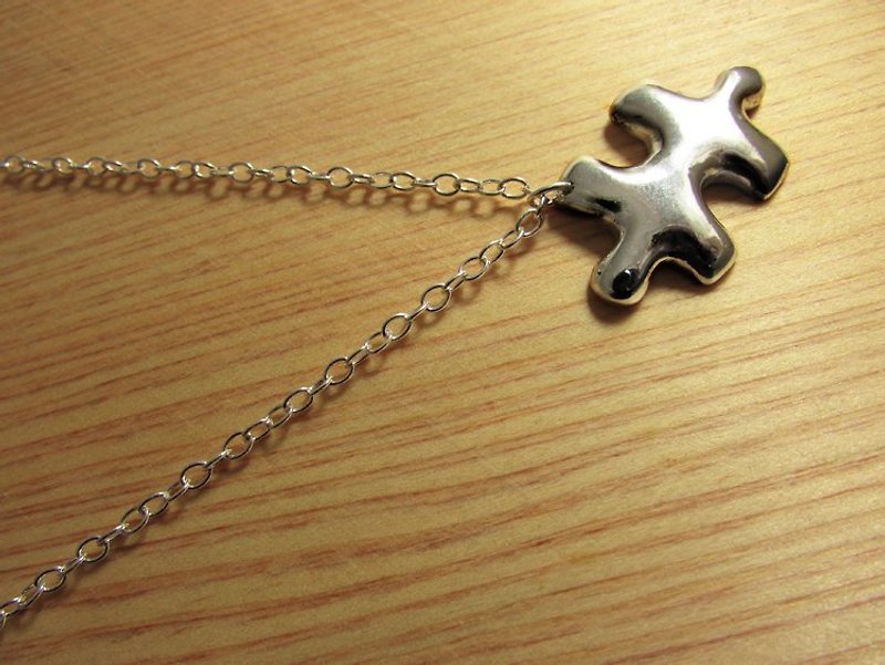 puzzle necklace_拼图项链 | 设计师手工 纯银项链 - 项链 - 银 银色