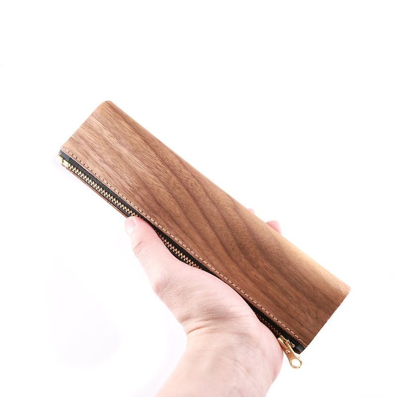 木皮革笔盒 - 铅笔盒/笔袋 - 木头 