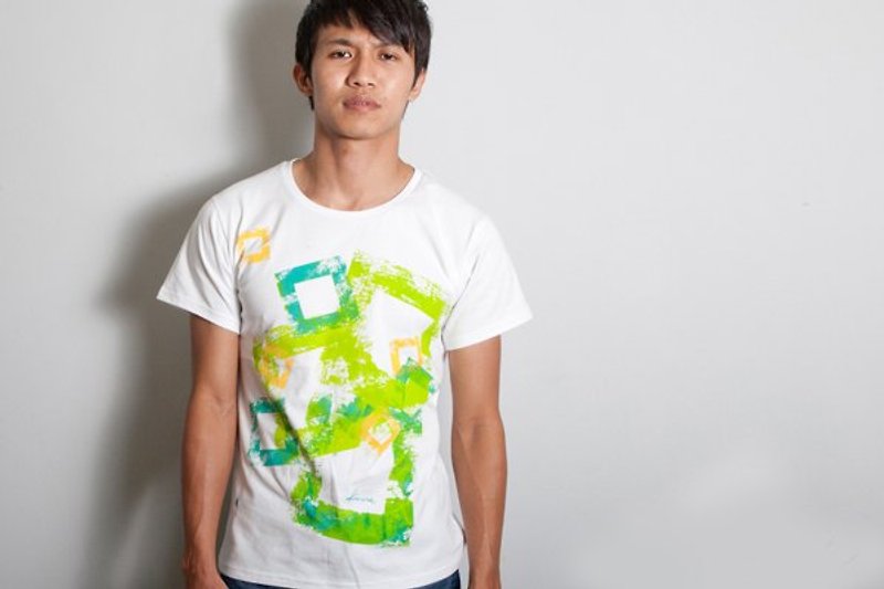 手绘手印TEE 【 Fruity 】男/女 - 男装上衣/T 恤 - 棉．麻 绿色