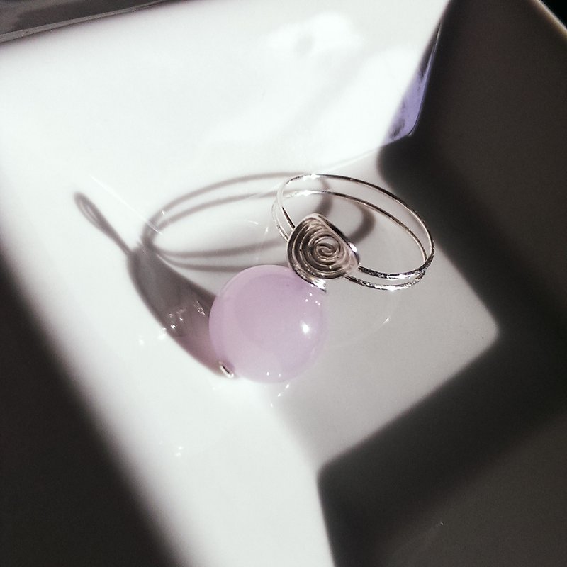 【LeRoseArts】Minimalier系列紫玉髓戒指 - 999纯银线手制 - 戒指 - 宝石 粉红色