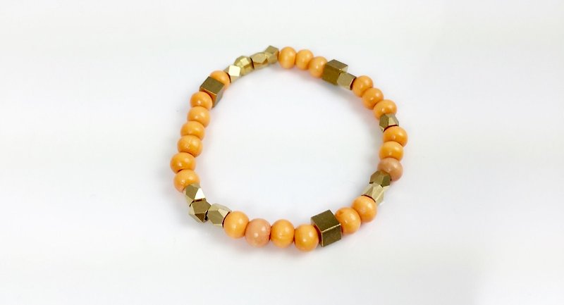 “浅橘木珠” - 手链/手环 - 其他材质 橘色