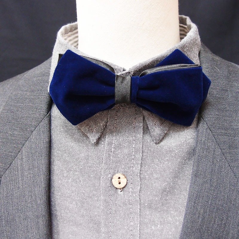 雾绒面宝蓝/酒红/黑领结bow tie-双面可用*情人节 - 领结/领巾 - 其他材质 蓝色
