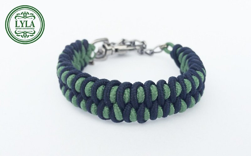 黑绿双色编织 - 手链/手环 - 棉．麻 绿色