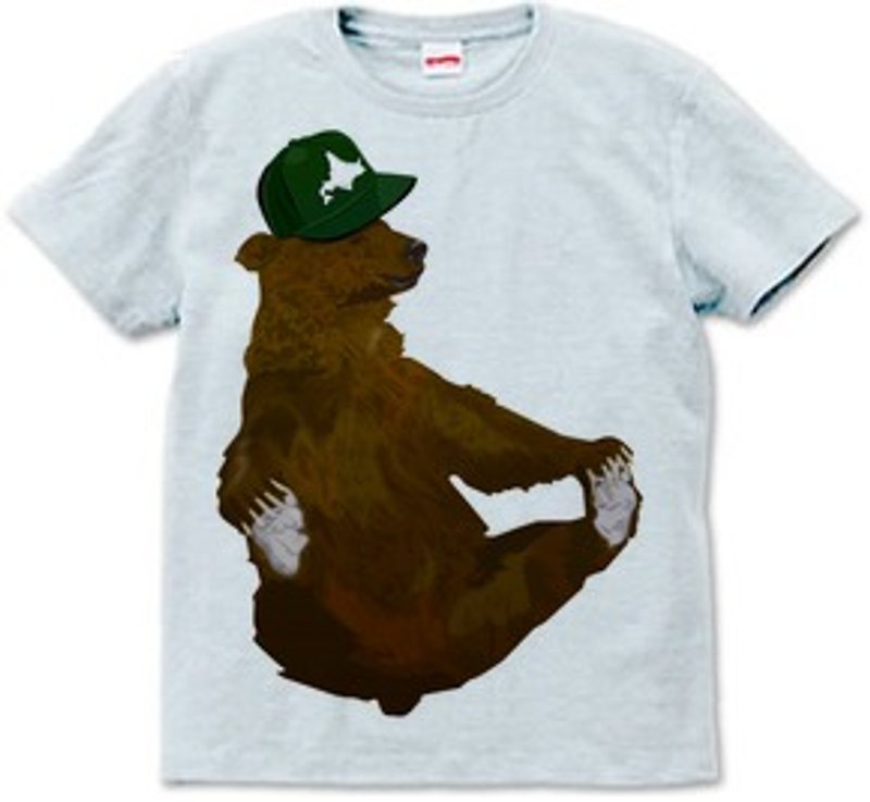 北海道とヒグマ（T-shirt 6.2oz ash） - 男装上衣/T 恤 - 其他材质 灰色