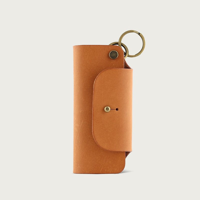 皮革钥匙包/钥匙圈 -- 驼黄色 - 钥匙链/钥匙包 - 真皮 橘色