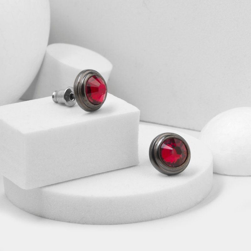 Recovery 宝石耳环 (红) - 耳环/耳夹 - 宝石 红色