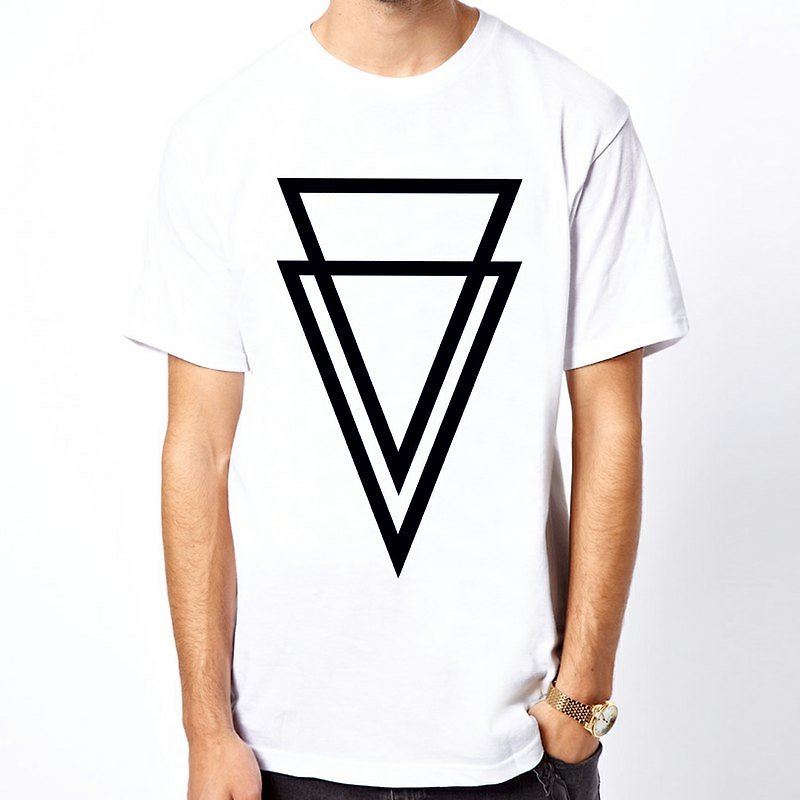 Double Triangle 短袖T恤-2色 三角形 几何 平价时尚设计自创品牌 - 男装上衣/T 恤 - 其他材质 白色