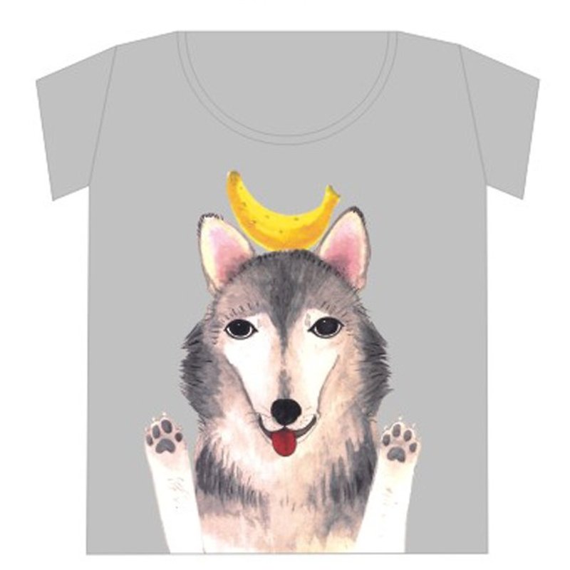 哈士奇顶香蕉狗T恤(男、女版皆有) - 女装 T 恤 - 其他材质 