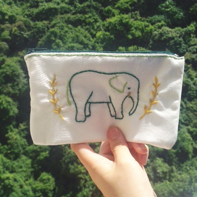 大象刺绣笔袋 - 铅笔盒/笔袋 - 绣线 绿色