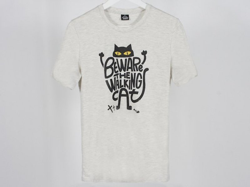 猫咪走路(夜光特别版) Beware The Walking Cat 男生 - 男装上衣/T 恤 - 棉．麻 灰色