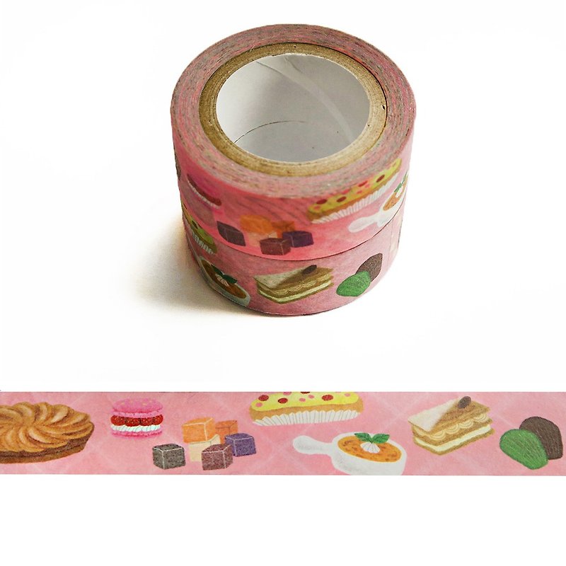 和纸胶带 : 点心铺子系列　法式情怀甜点梦 - 纸胶带 - 纸 粉红色