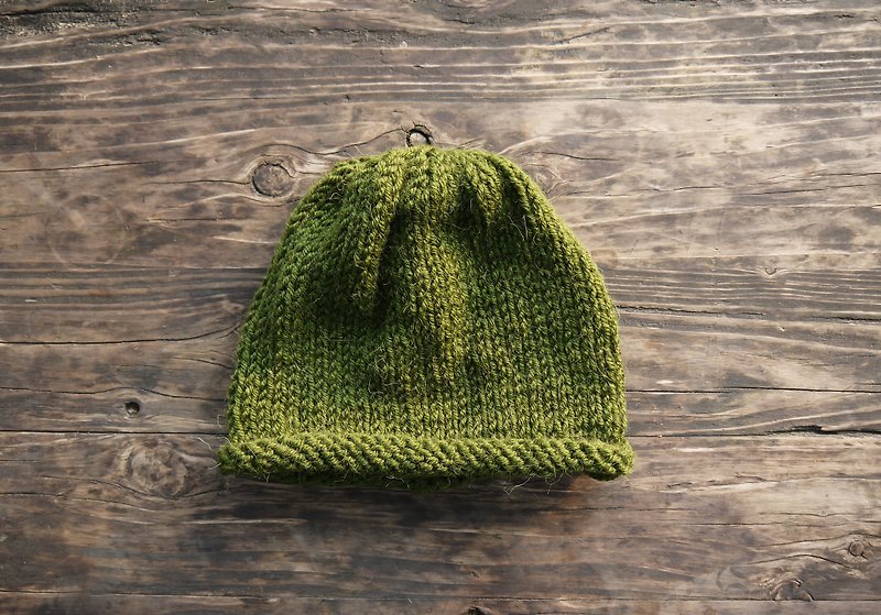 阿母100%的手作帽-小卷毛帽-复古军绿-新年/礼物 - 帽子 - 其他材质 绿色