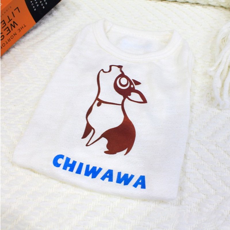 [毛孩姓名订做款] 吉娃娃B款 Chiwawa 反光衣(毛孩款) - 衣/帽 - 棉．麻 白色