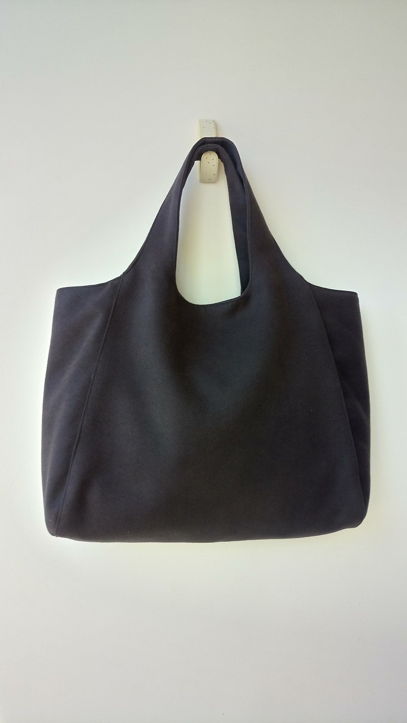 秋天的麂皮绒包(深褐灰色) - 手提包/手提袋 - 聚酯纤维 黑色