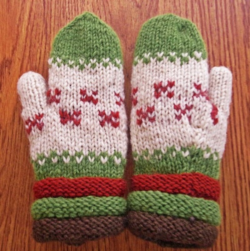 纯羊毛编织手套Hand-made in Nepal（立体_绿） - 手套 - 其他材质 绿色