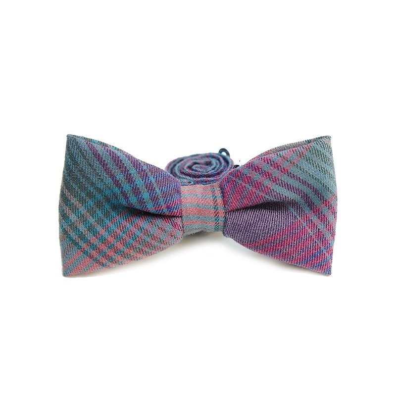 StoneasChic 粉紫色 格纹 格子 英伦风 啾啾 领结 bow Tie - 领带/领带夹 - 其他材质 粉红色