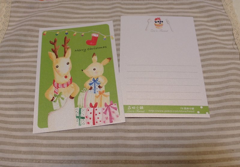 Zoe's forest 麋鹿与小鹿圣诞明信片(cs40) - 卡片/明信片 - 纸 